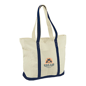 E3105-HEAVY COTTON TOTE BAG-Natural with Navy